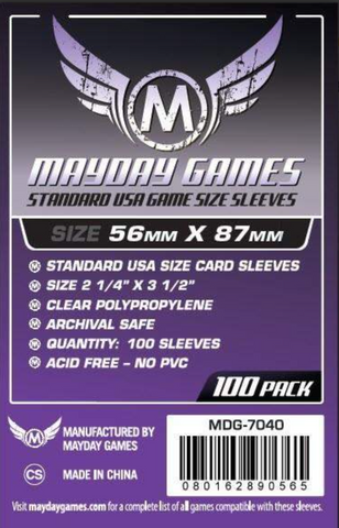 100 x Clear Standard American Card Sleeves 56mm x 87mm